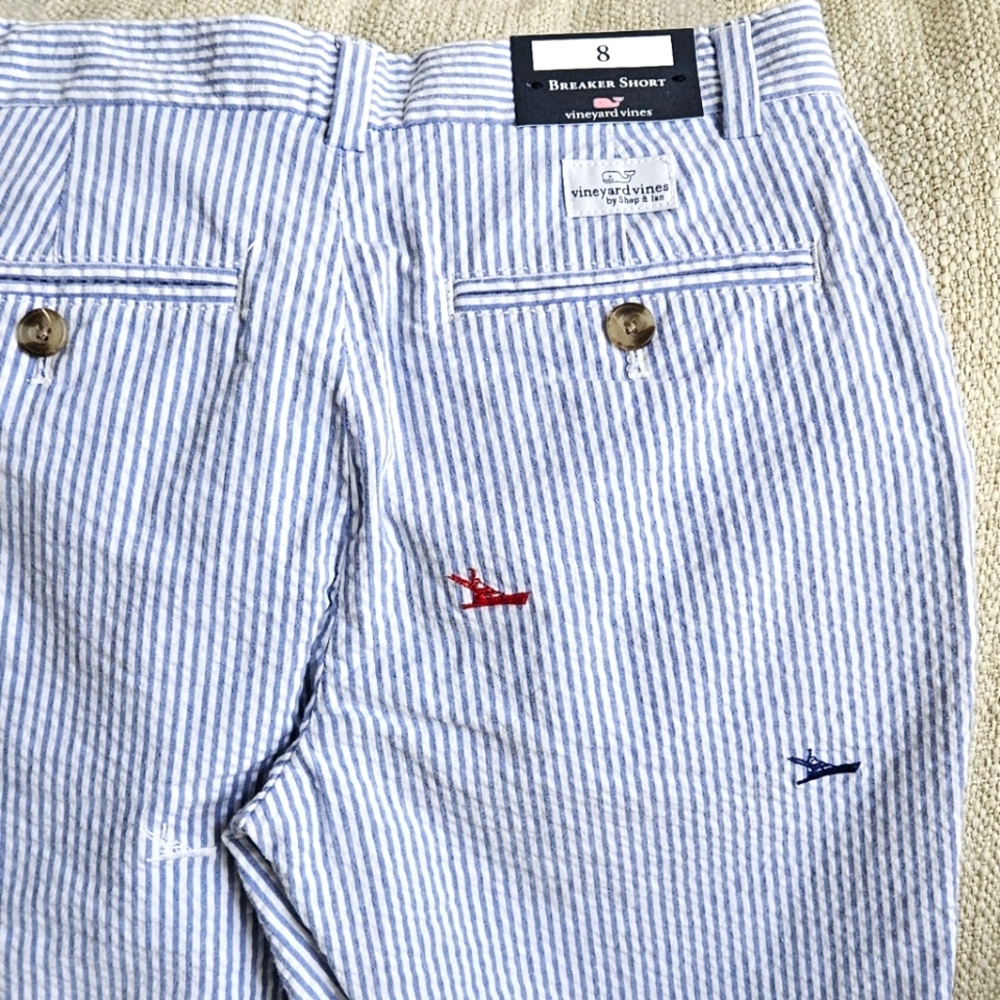 NEW Vineyard Vines Blue and White Striped Kids Shorts - Picture 4 of 12